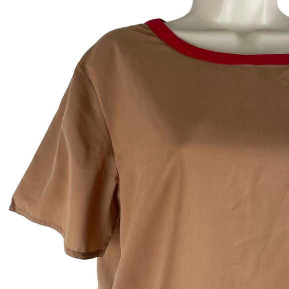 Walter Baker Leilani Short Sleeve Boxy Top Camel Red Size S - Picture 6 of 10